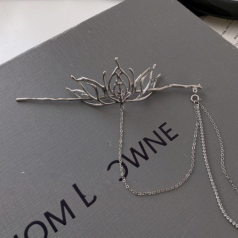 Metal Lotus Hairpin - Elegant Chinese Wind Hair Accessory for Women