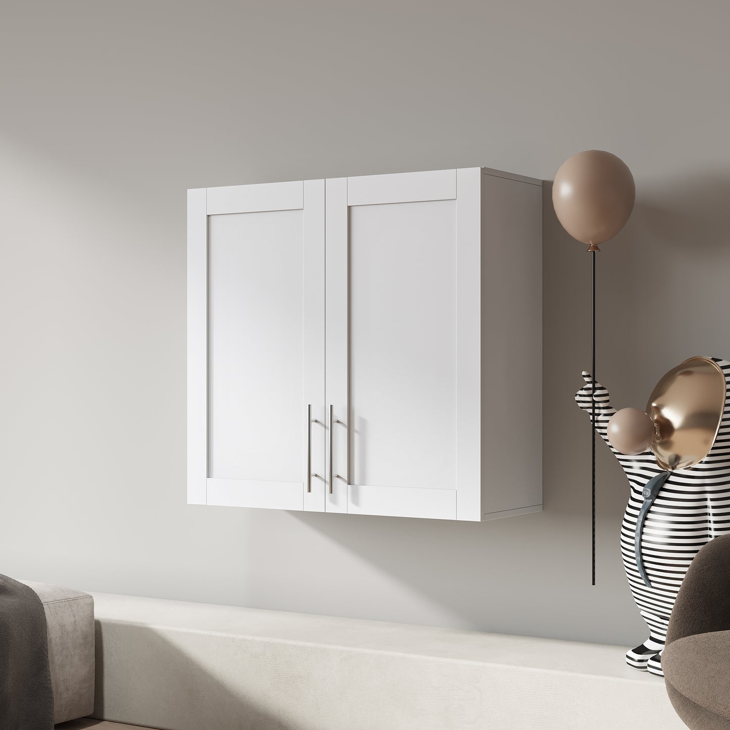 Stackable Wall Mounted Storage Cabinet - 11.81"D x 31.50"W x 29.92"H - White