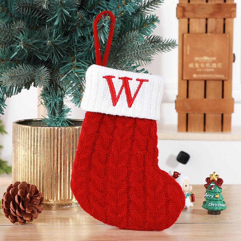 Christmas Stockings Decorative Wool Knitted Socks - Creative Tree Pendant