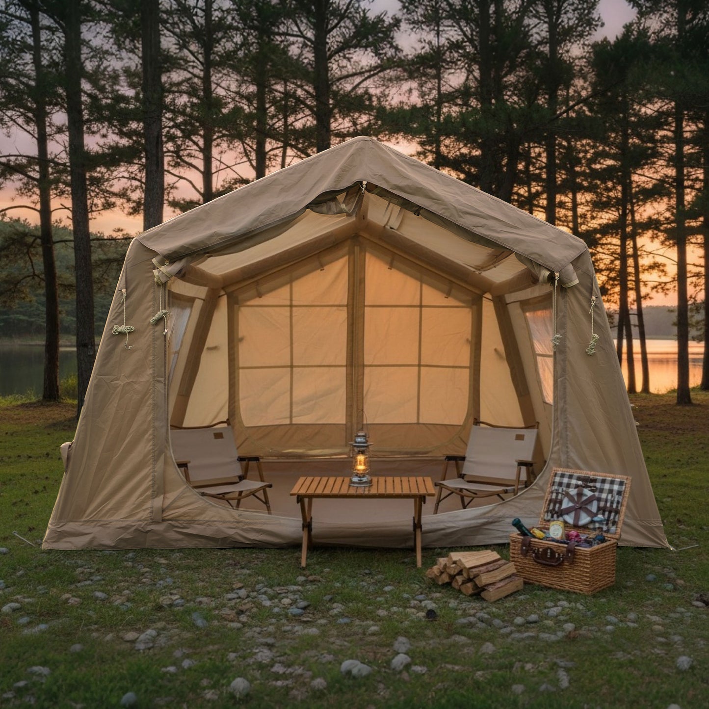 Inflatable Tent for Camping - 4-6 Person Waterproof Glamping Tent