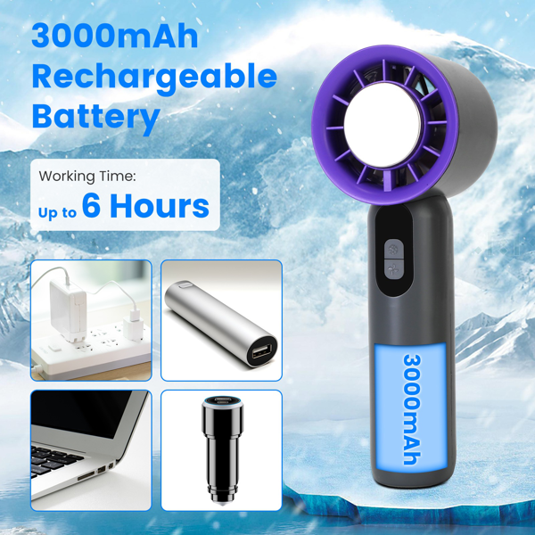 Portable Handheld Cooling Fan with Superconducting Ice Pack - Grey