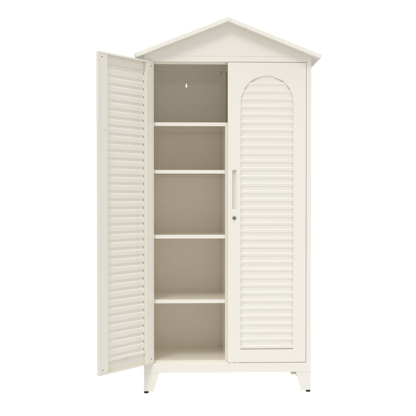 79-Inch Tall Metal Tool Storage Cabinet - Beige Steel Organizer