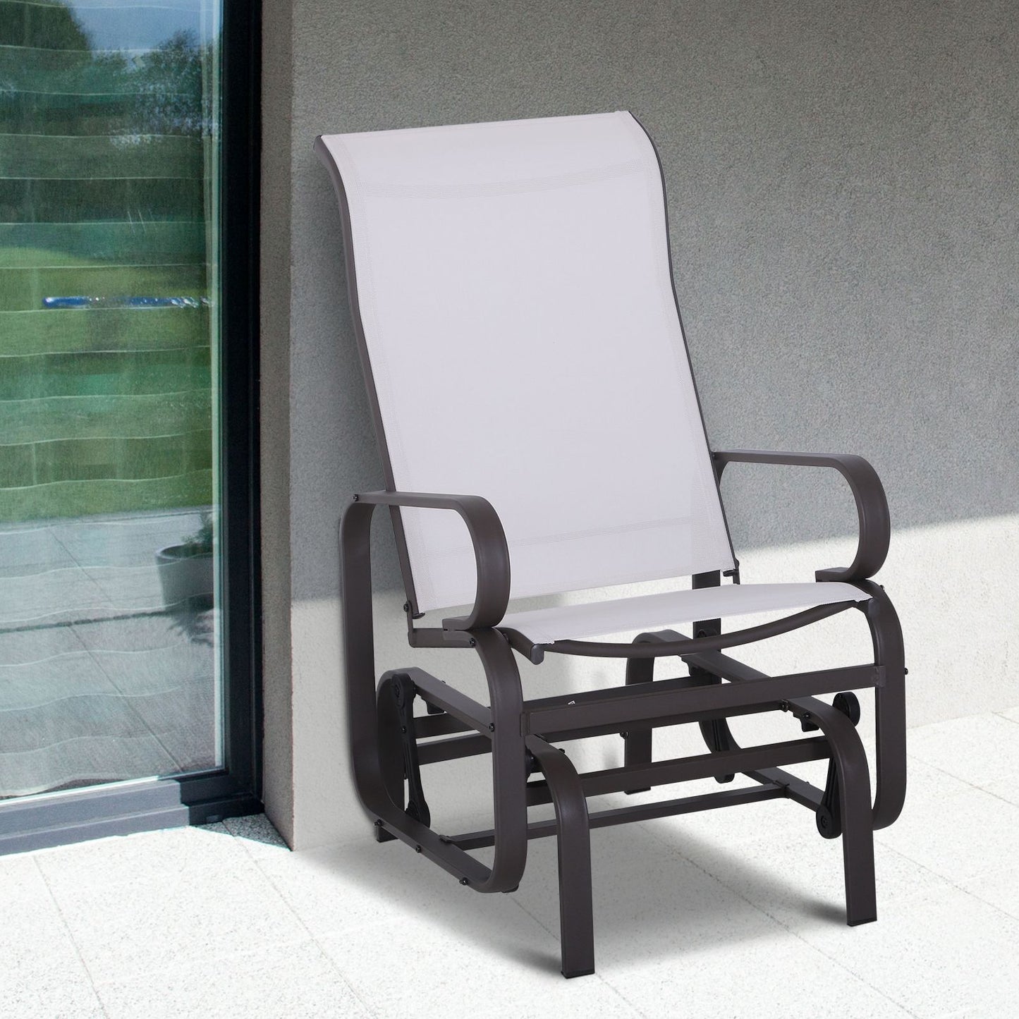 Gliding Lounger Chair - Lightweight Metal & Mesh, White