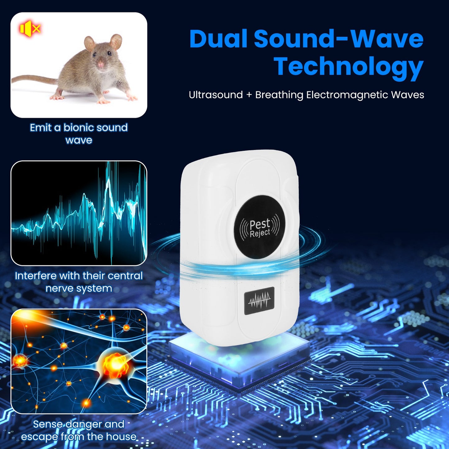Ultrasonic Insect Repellent - 6 Pack, 32-120KHz Bug Control