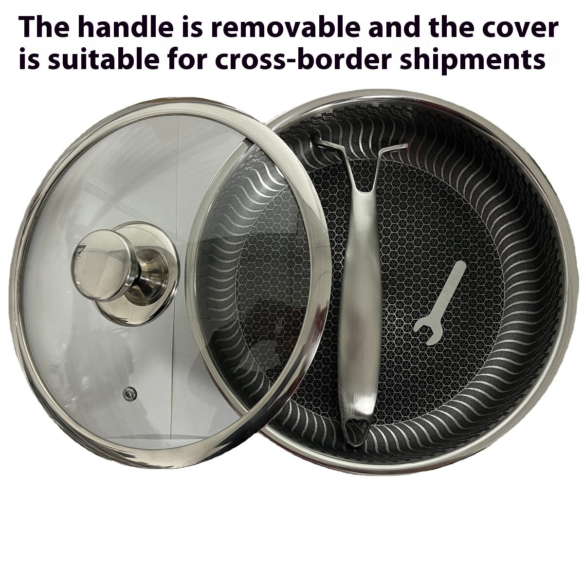 Stainless Steel Frying Pan with Glass Cover - Induction & Gas Stove Compatible
