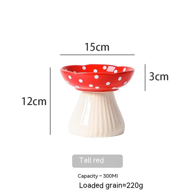 High Foot Ceramic Cat Food Bowls - Anti Roll Pet Tableware for Cats