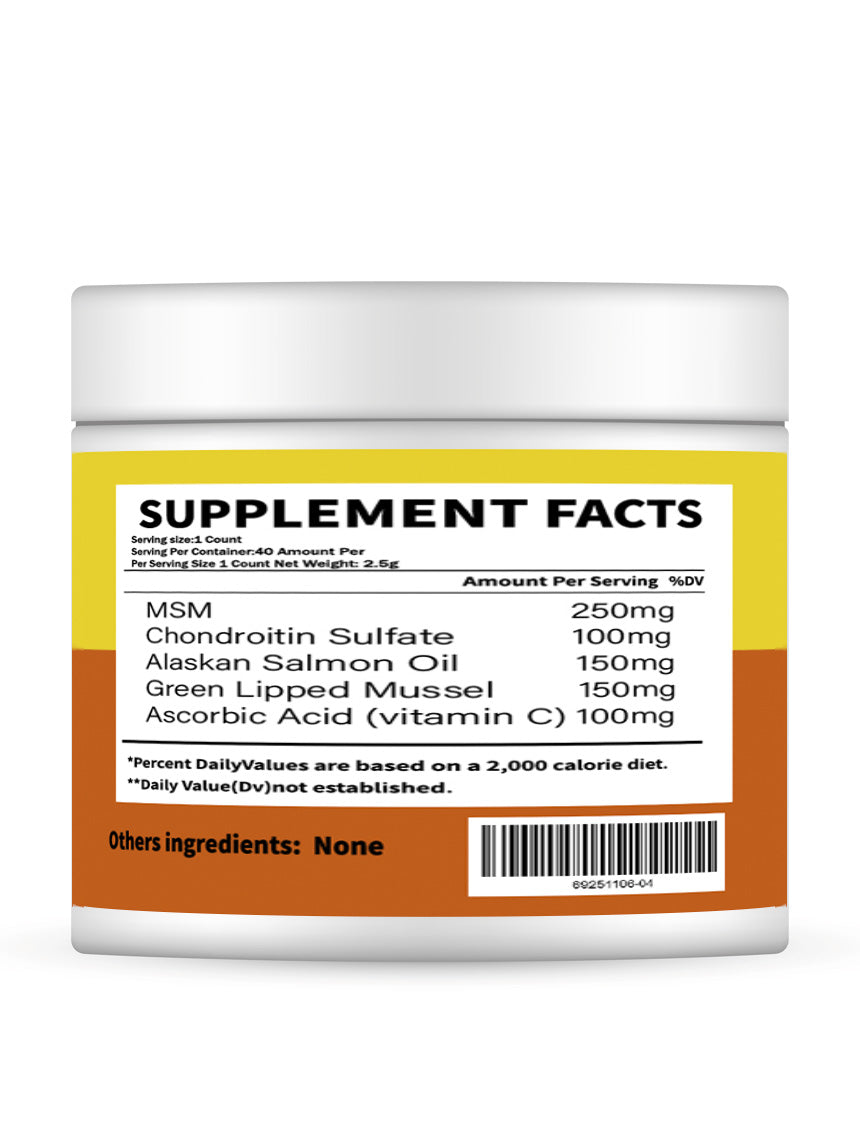 Dog Hip & Joint Supplement - 40 Servings with MSM, Chondroitin & Salmon Oil
