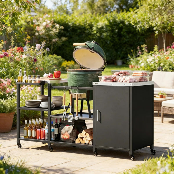 Outdoor Bar Cart Grill Table