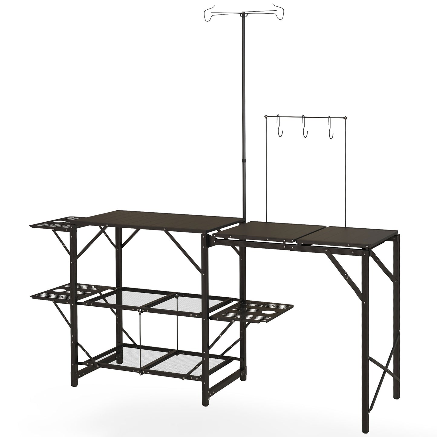 Folding Camping Kitchen Table with Adjustable Lamp Stand
