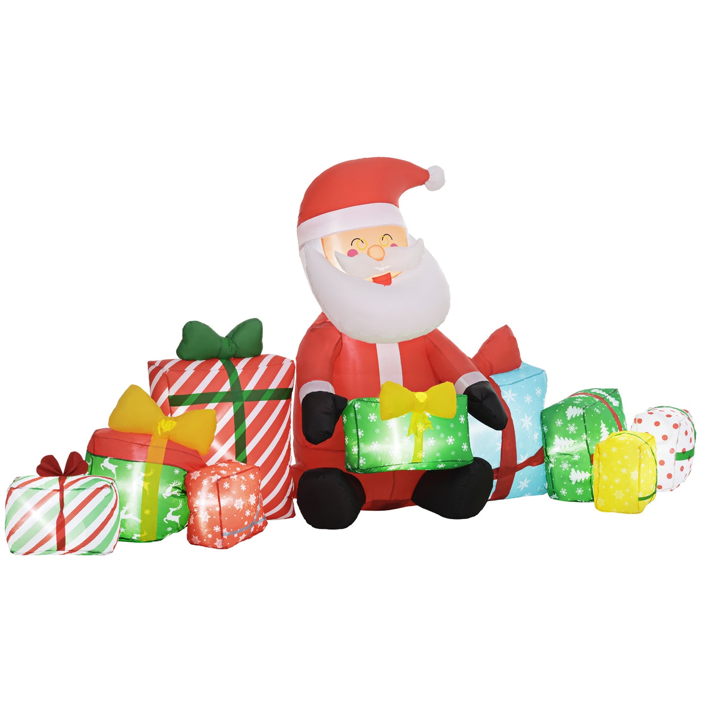 Inflatable Santa Claus with Gift Boxes and LED Lights - 118.1"