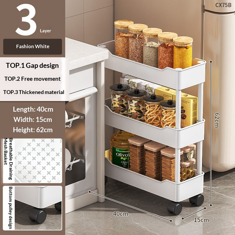 Multi-Layer Rolling Storage Cart with Wheels for Kitchen Bathroom Organization