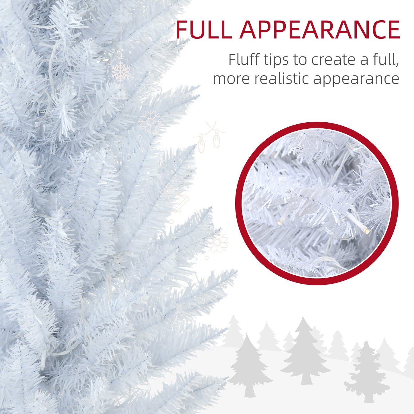 5ft Slim White Pencil Christmas Tree with Warm White LED Lights