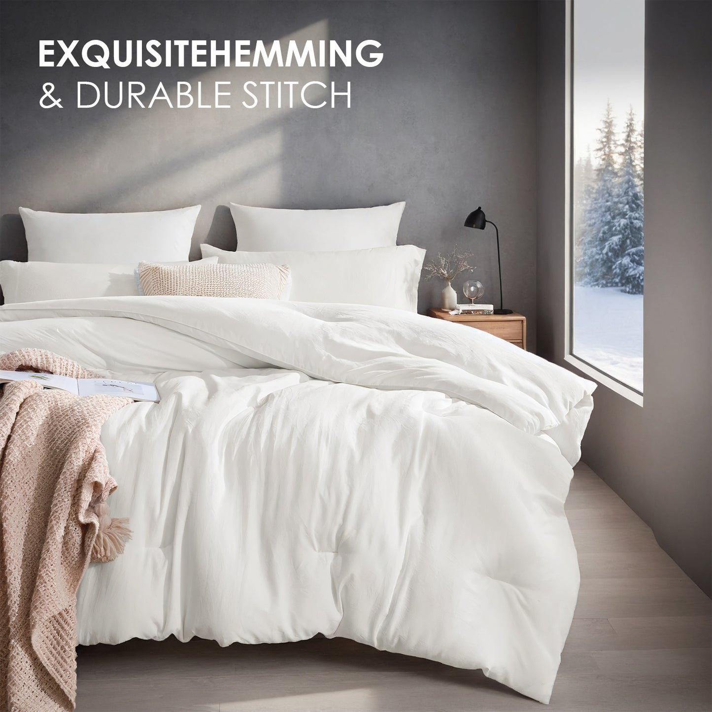 All-Season Oversized Duvet Comforter - Thick Winter Quilt Insert