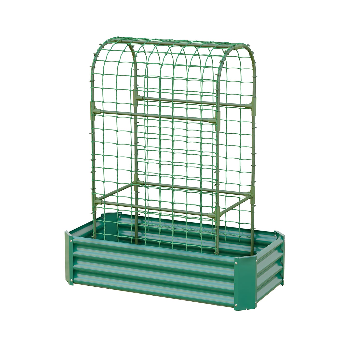 2-in-1 Raised Garden Bed with 59" Tall Trellis - Green