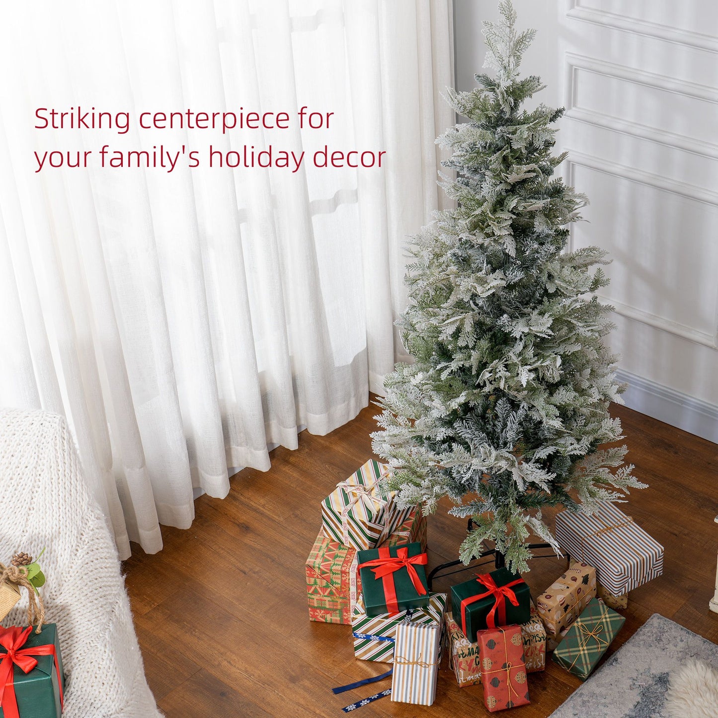 5 Feet Snow Flocked Artificial Christmas Tree - Green