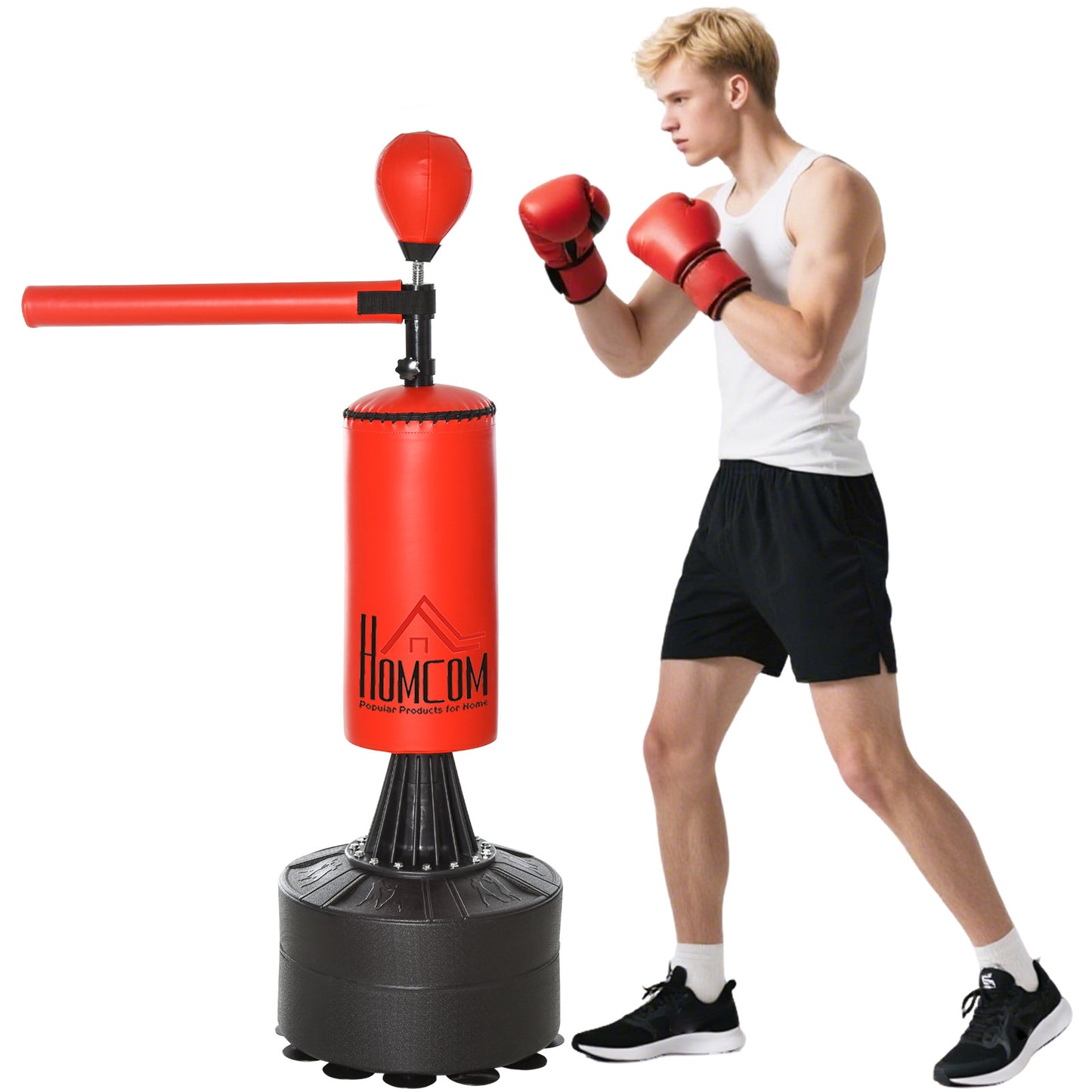 Freestanding Punching Bag with Speed Ball and Gloves - Black/Red
