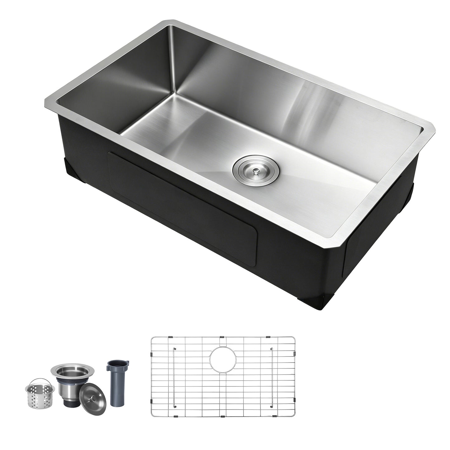 30-Inch Undermount Kitchen Sink - Single Bowl Stainless Steel Farmhouse Basin for RV, Prep, Laundry