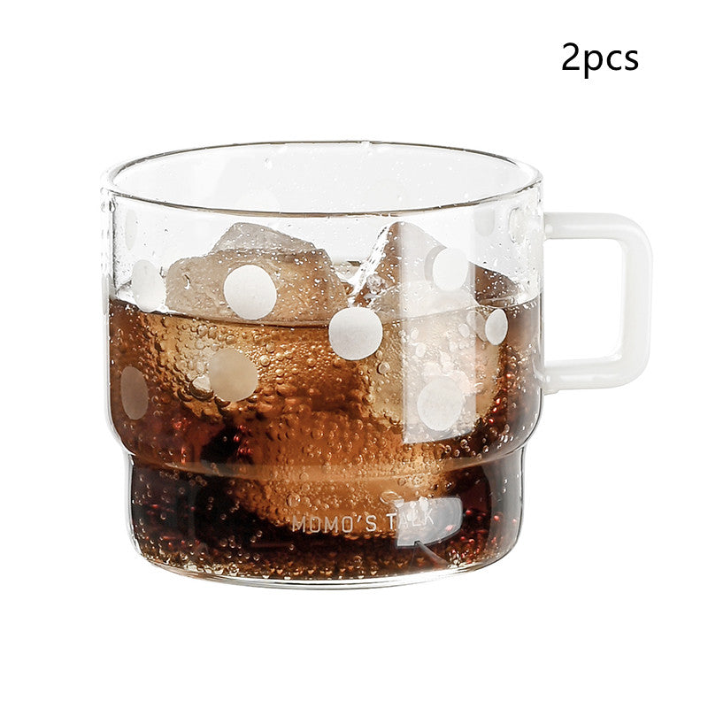 High Temperature Resistant Glass Cup - Clear Drinkware with Dot & Cross Patterns