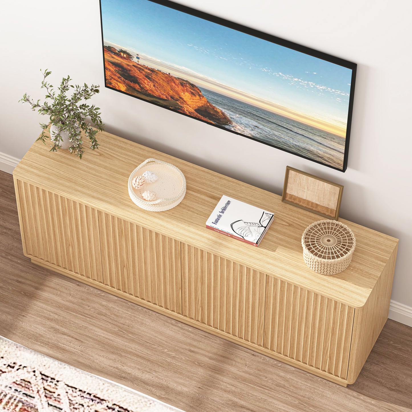 Natural Buffet Cabinet with Storage - 62.99" Sideboard & Shelves