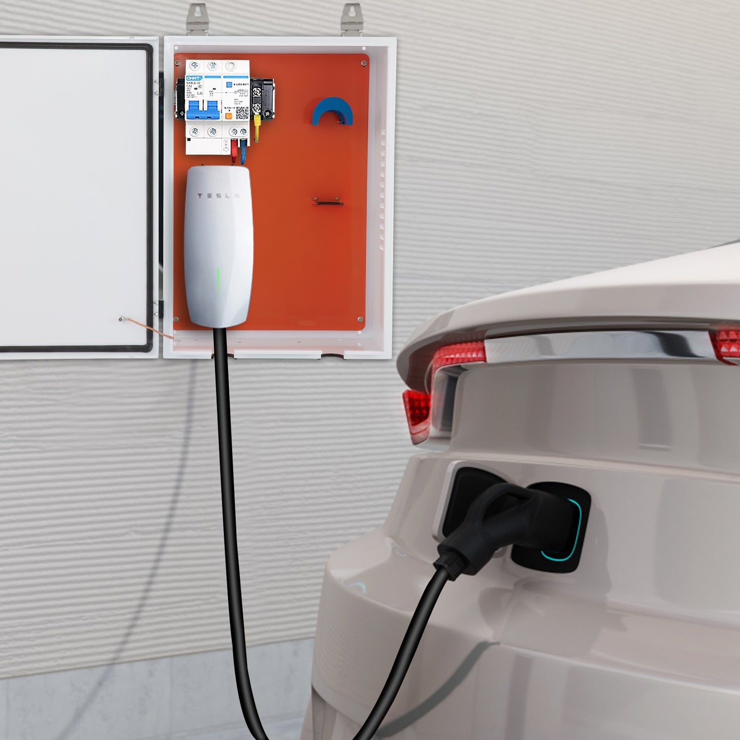 Outdoor Waterproof Steel Electrical Enclosure Box for Tesla Wall Charger - White