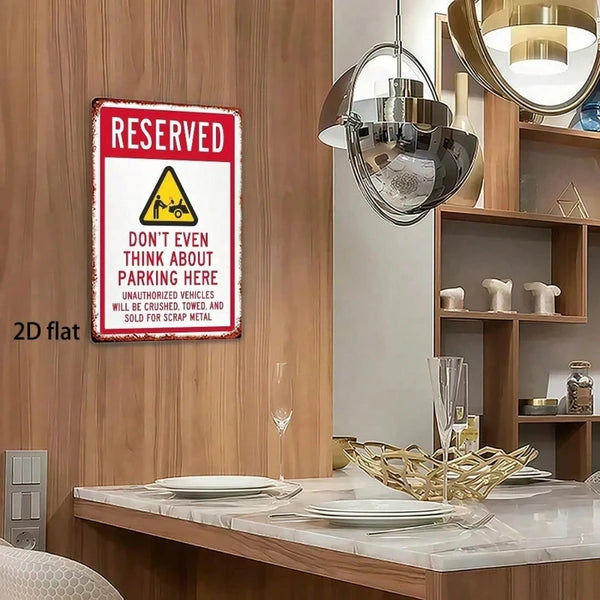 Vintage Rustic Iron No Parking Sign - 8x12 Inch Wall Art