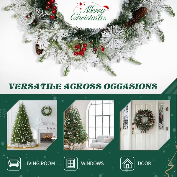 Pre-lit Artificial Christmas Wreath - 18in with Warm Lights & Berries