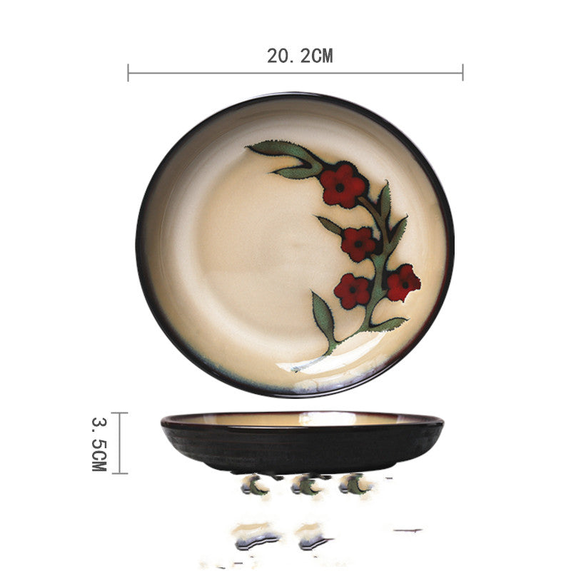 Ceramic Hand-Painted Western Style Breakfast Plate 8 Inch Microwave Safe