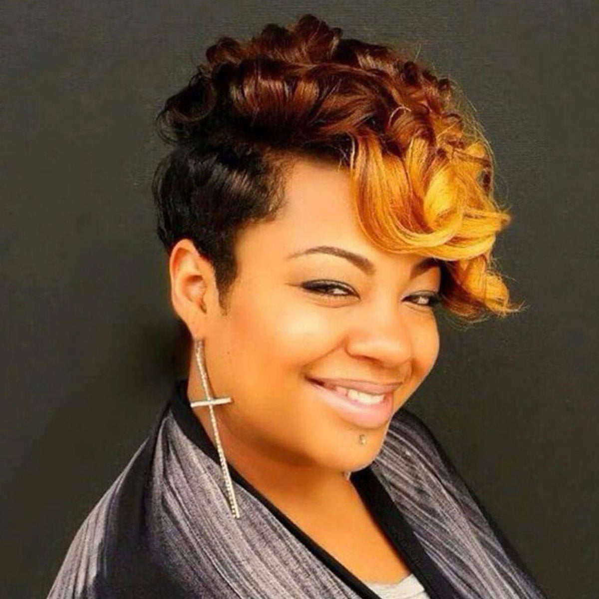 Short Curly Hair Wig - Synthetic Fiber