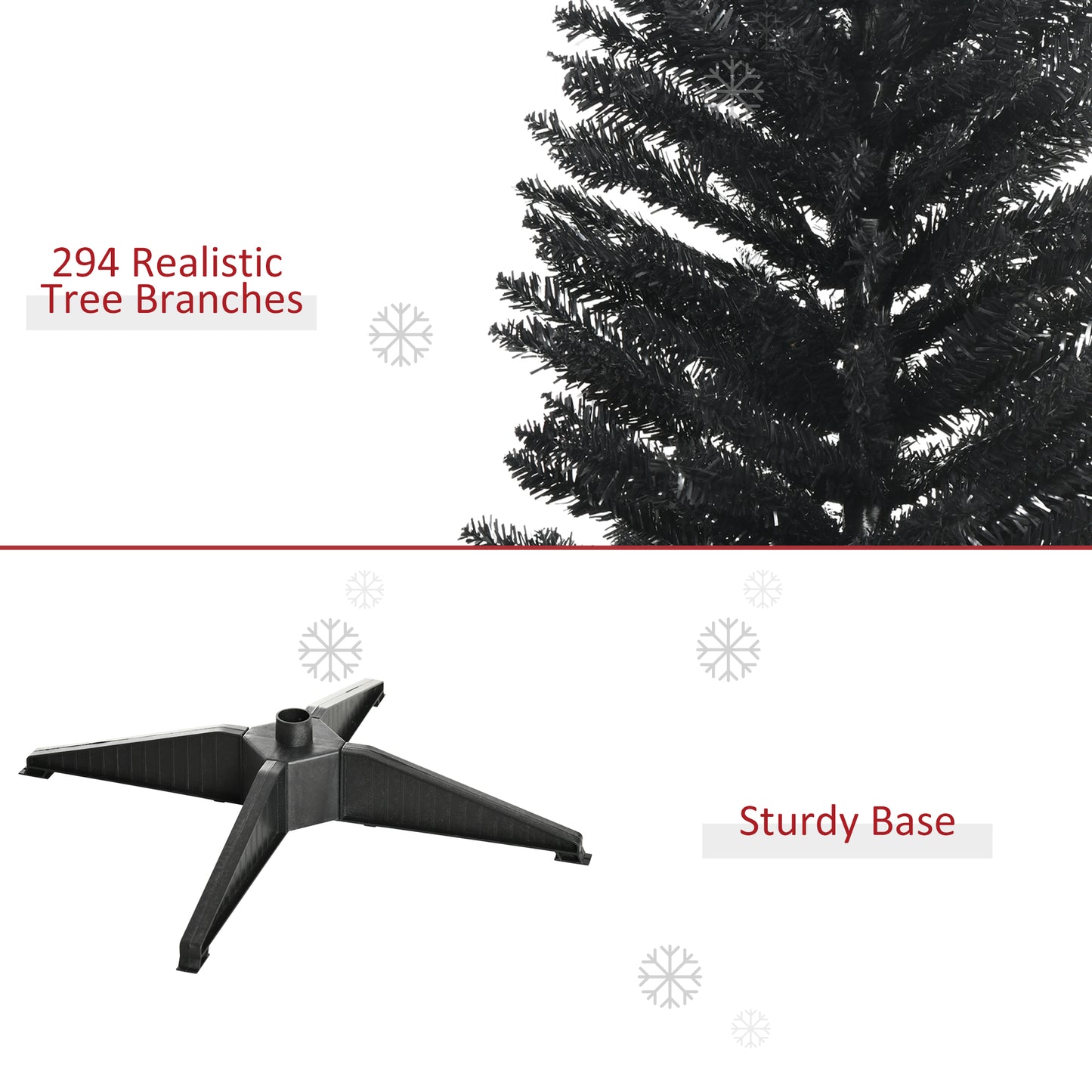5ft Slim Black Artificial Christmas Tree with 294 Branch Tips