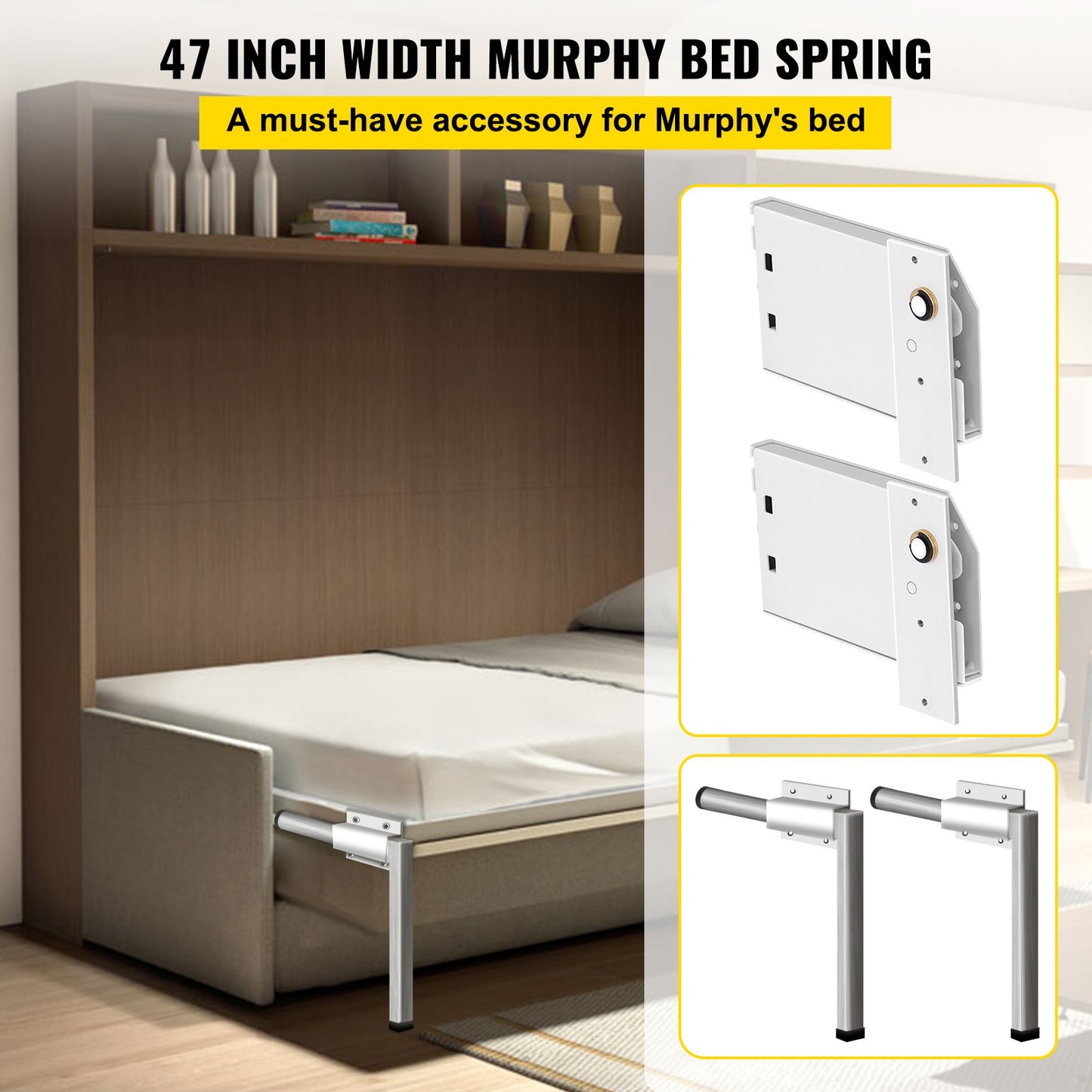 Heavy Duty Wall Bed Support Springs Kit for Queen & Twin Size Horizontal Murphy Bed - White