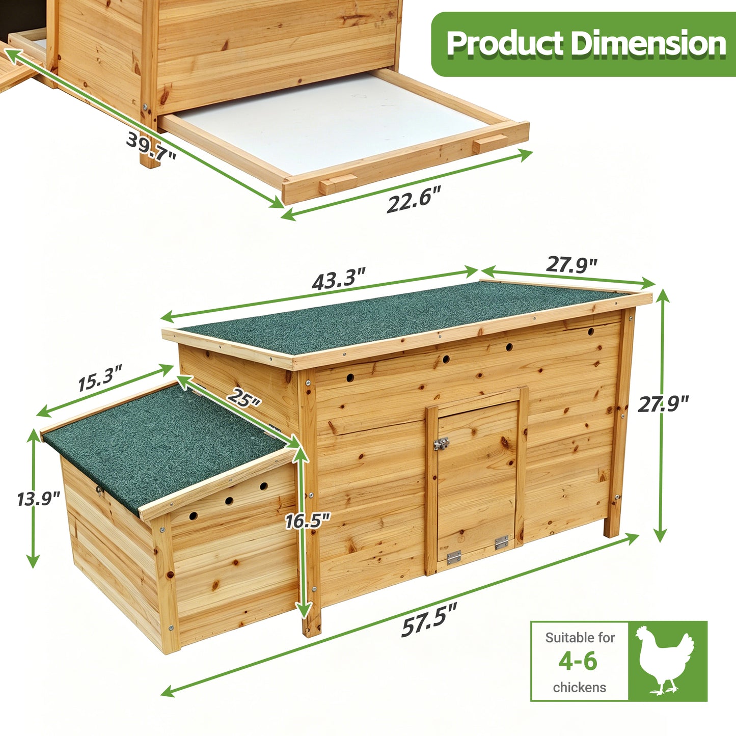 Natural Wood Chicken Coop - Solid Wood Construction