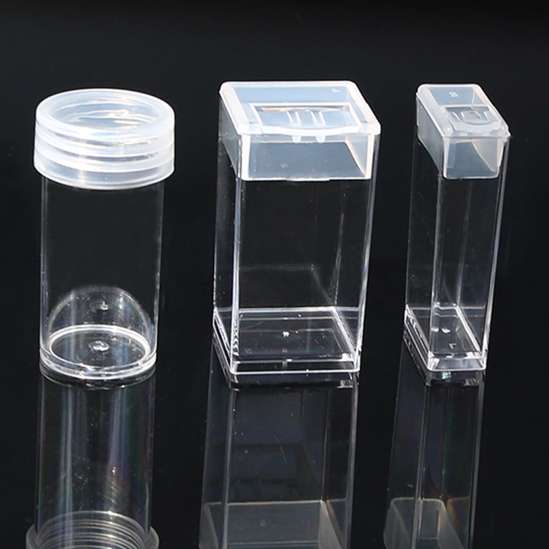 Acrylic Nail Storage Box with Beads Drill Organizer Small Square & Round Bottles