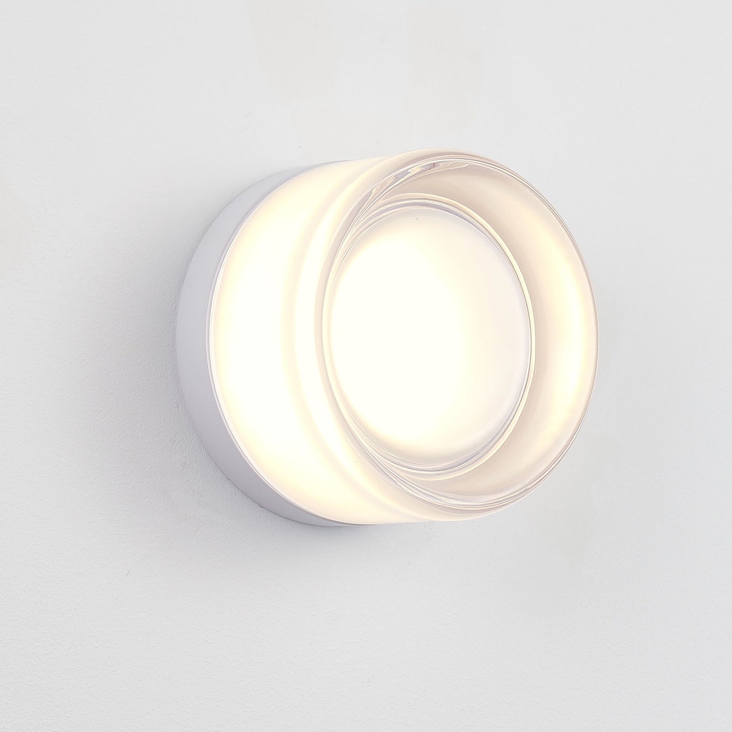 White LED Wall Sconce - Indoor Outdoor Round Glass Light for Living Room Bathroom Porch
