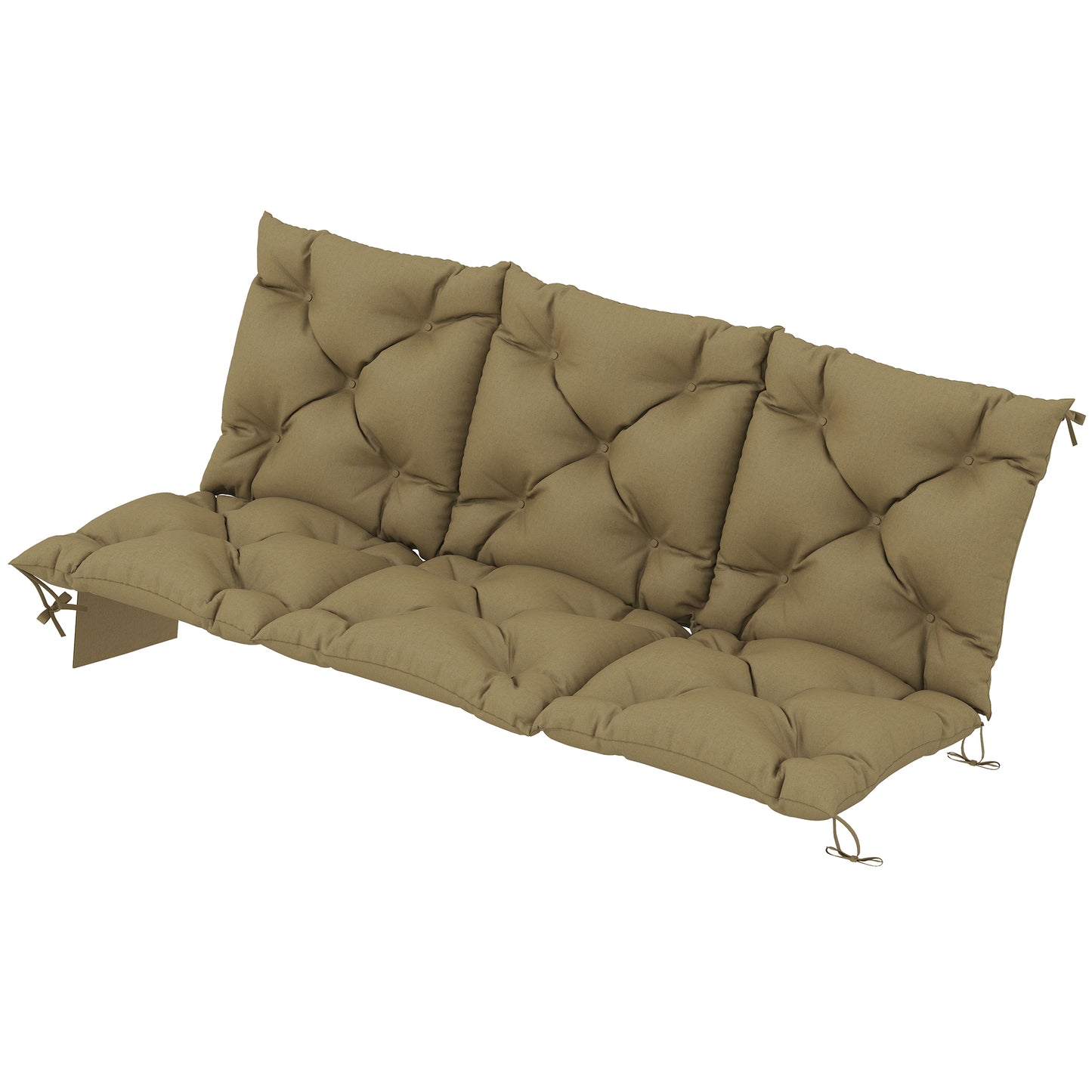Outdoor Bench Cushion with Backrest & Side Pocket - Beige