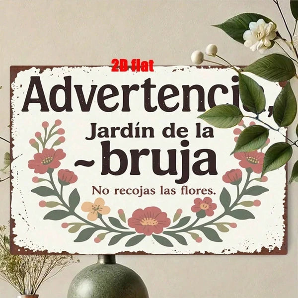 Spanish Witch 2D Metal Wall Art Sign - Vintage Style, 7.8x11.8 Inch