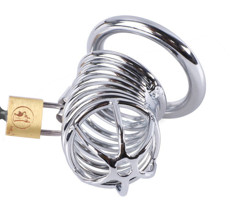 Red Metal Male Chastity Lock Belt Device - Full Set with Ring Sizes 40cm, 45cm, 50cm