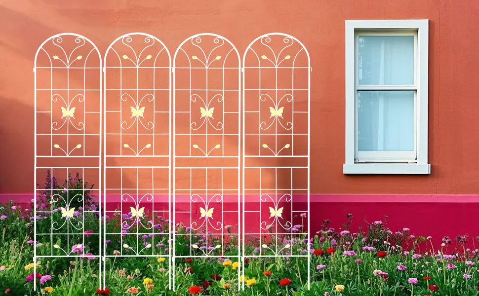Metal Garden Trellis - 86.7" x 19.7" Rustproof Support for Climbing Plants