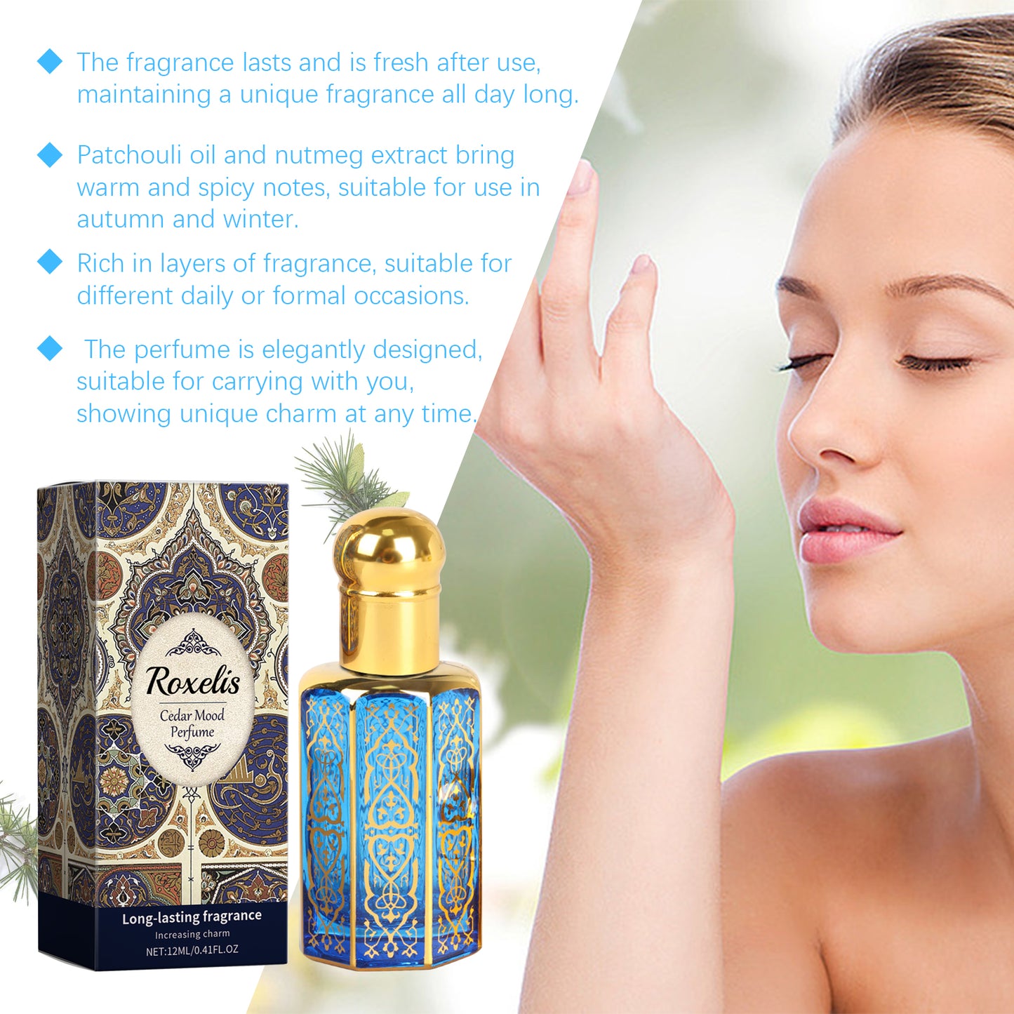 Cedar Mood Arabian Roll-On Perfume Oil - Woody Long-Lasting Fragrance 12ml