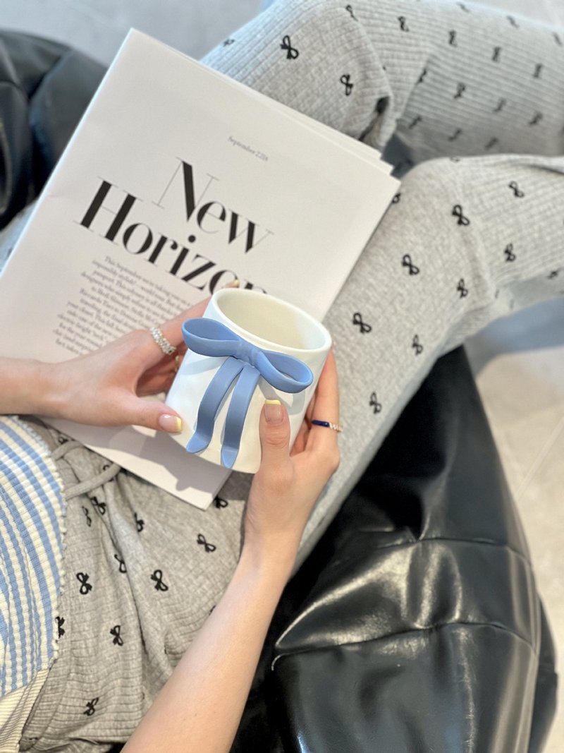 Cute Ceramic Bow Mug 400ml Ins Style Home Kitchen Drinkware
