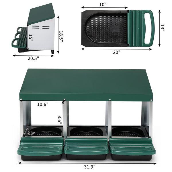 3-Compartment Chicken Feeding Trough - Poultry Water & Feed Dispenser