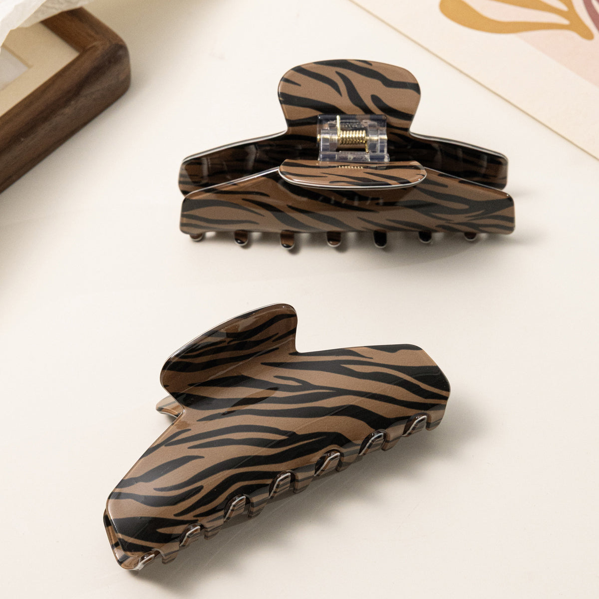 Zebra Stripe Hair Grip - Coffee