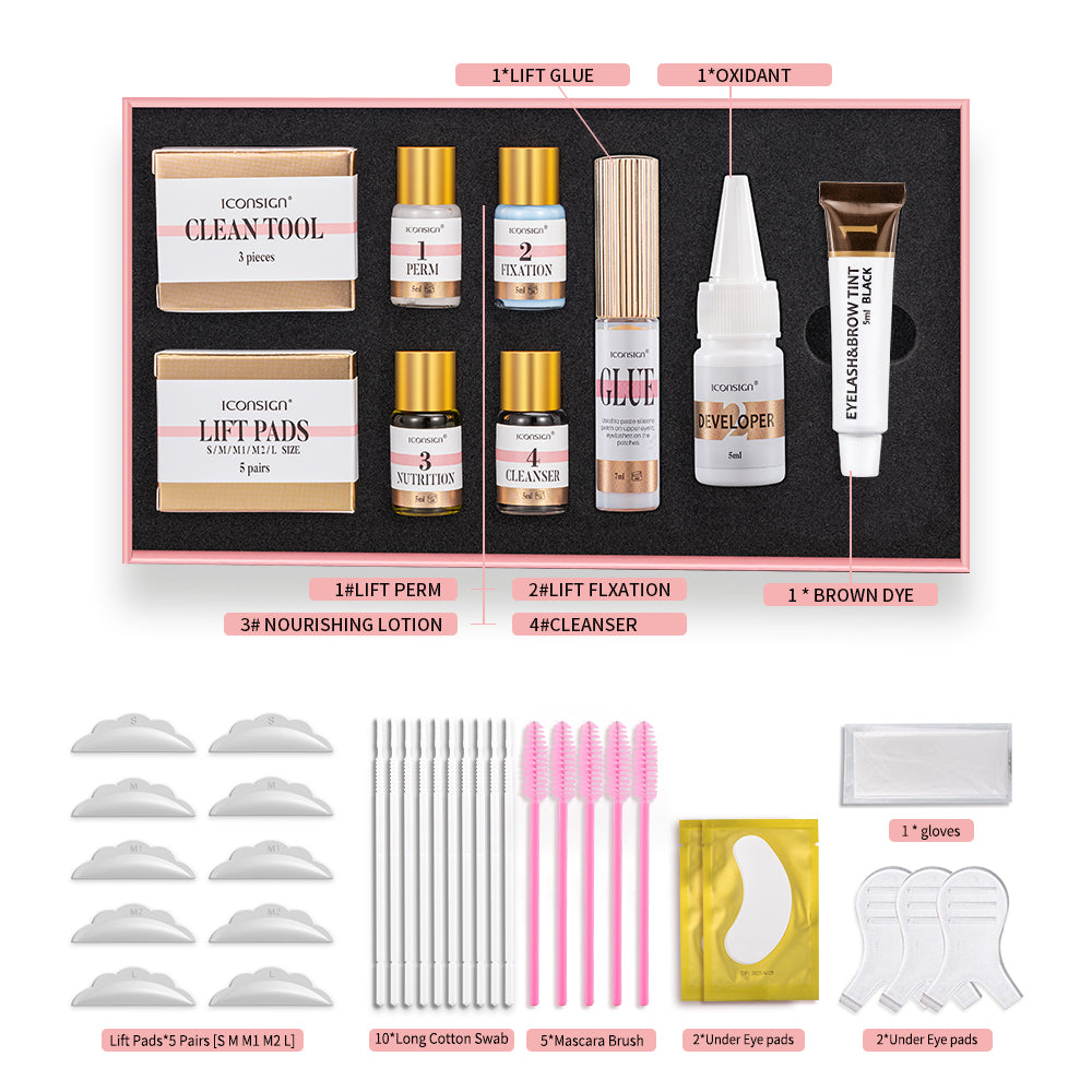 Lash Lift and Eyebrow Tint Kit - Professional Eyelash Perming & Dyeing Set