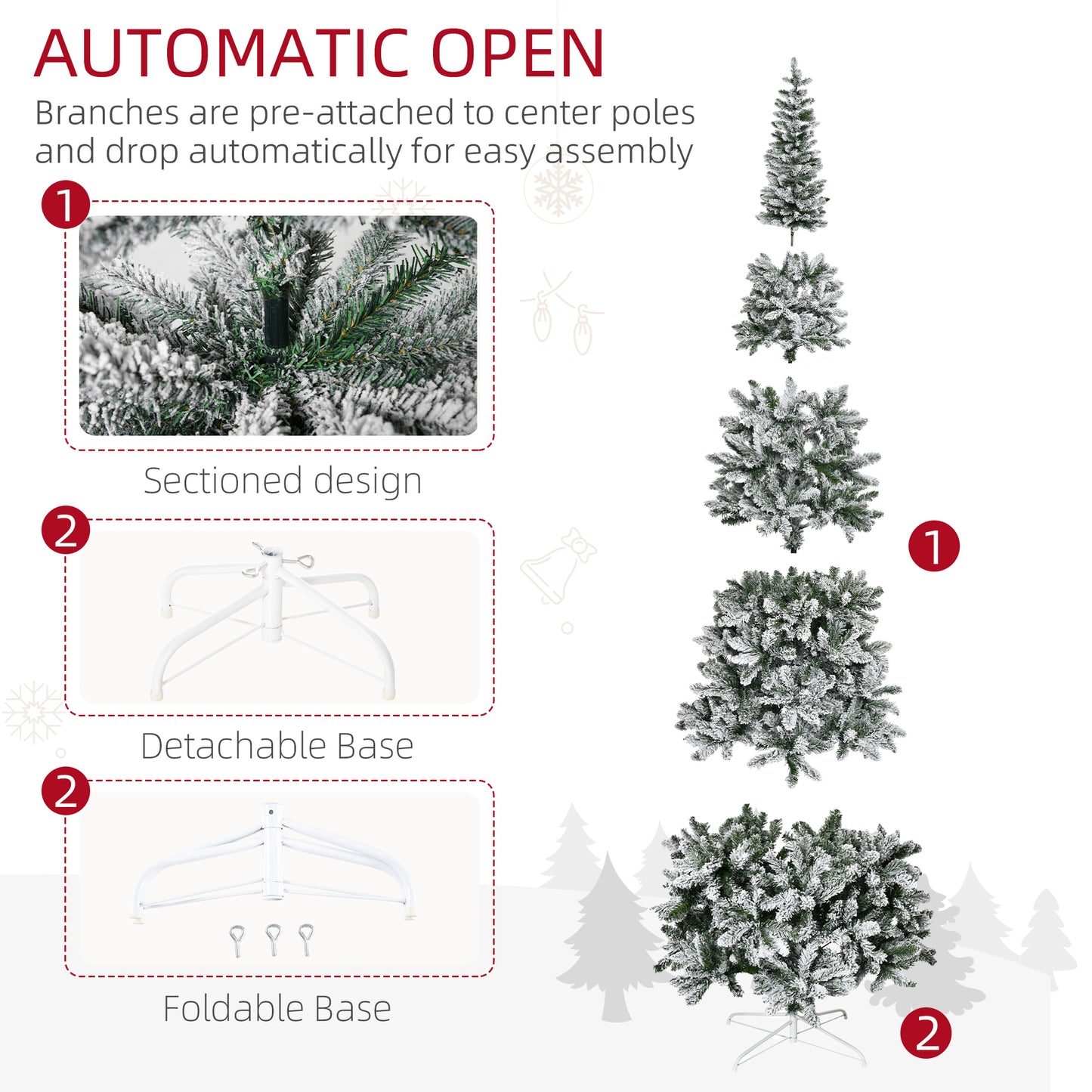 9ft Snow-Flocked Slim Pine Artificial Christmas Tree - Green