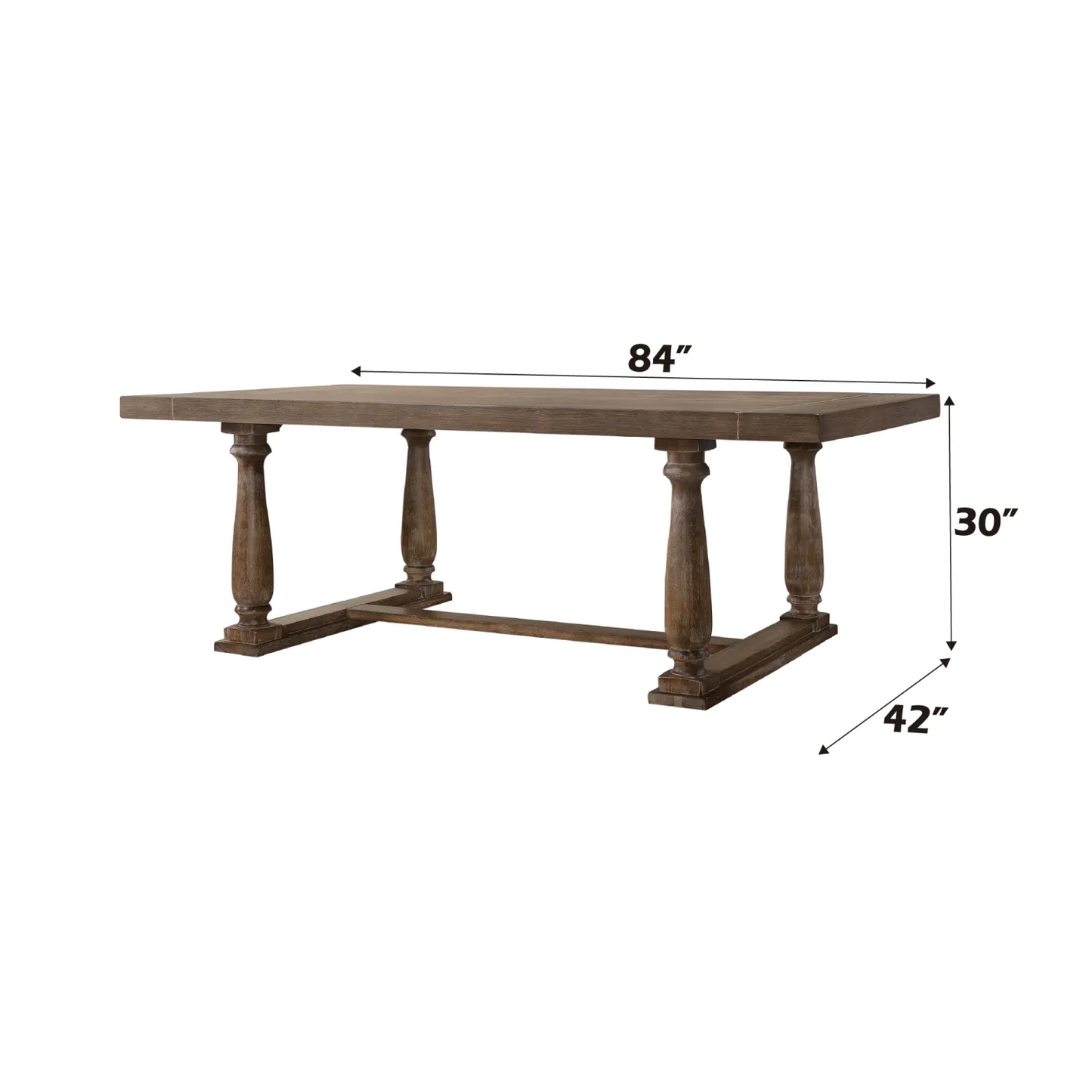 Weathered Oak Dining Table with Trestle Base - 42x84 in