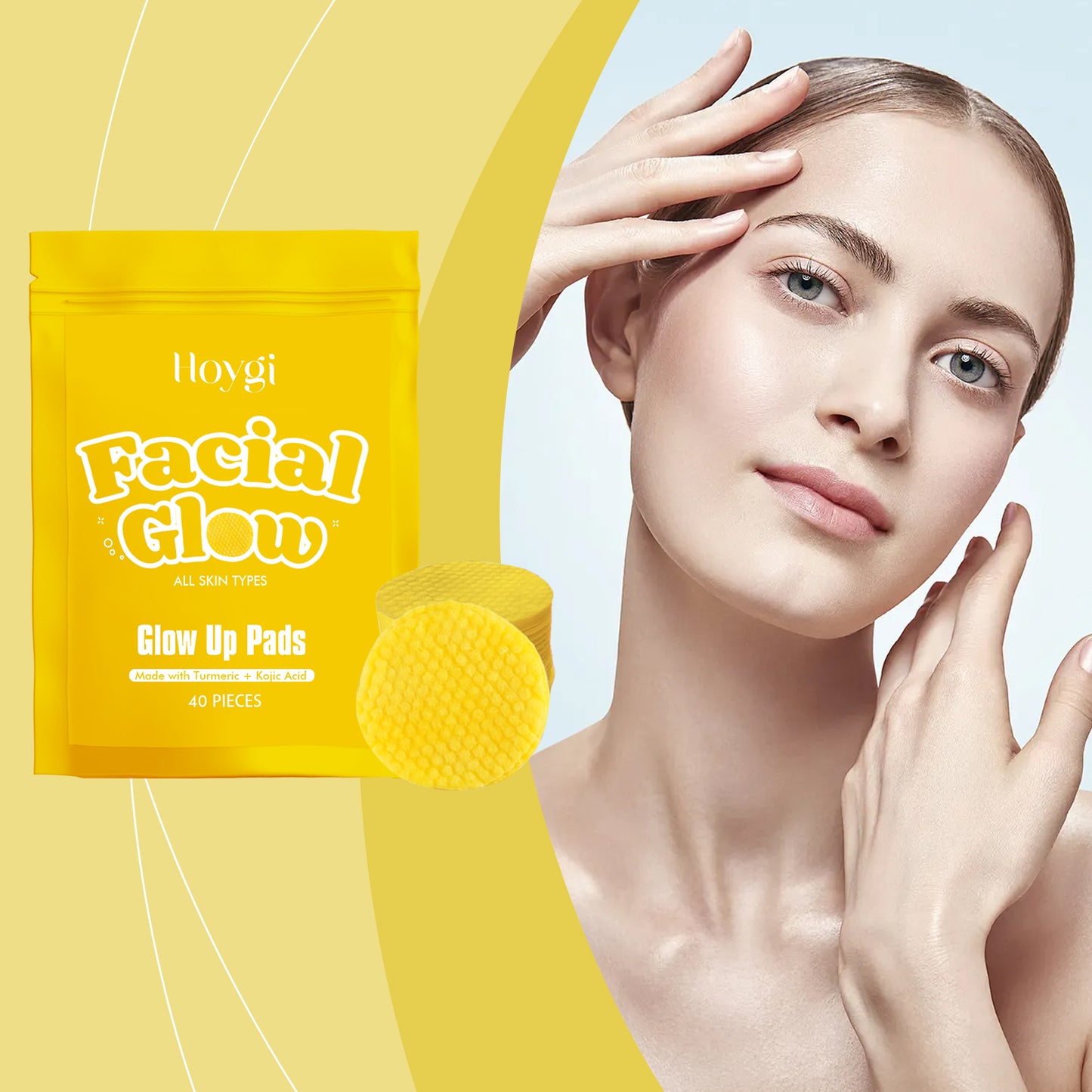 Turmeric Kojic Acid Cleansing Pads for Face Brightening and Dark Spot Removal