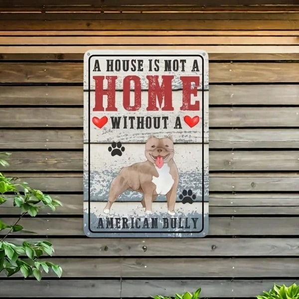 Retro American Bulldog Metal Wall Sign - Dog Lover Decor