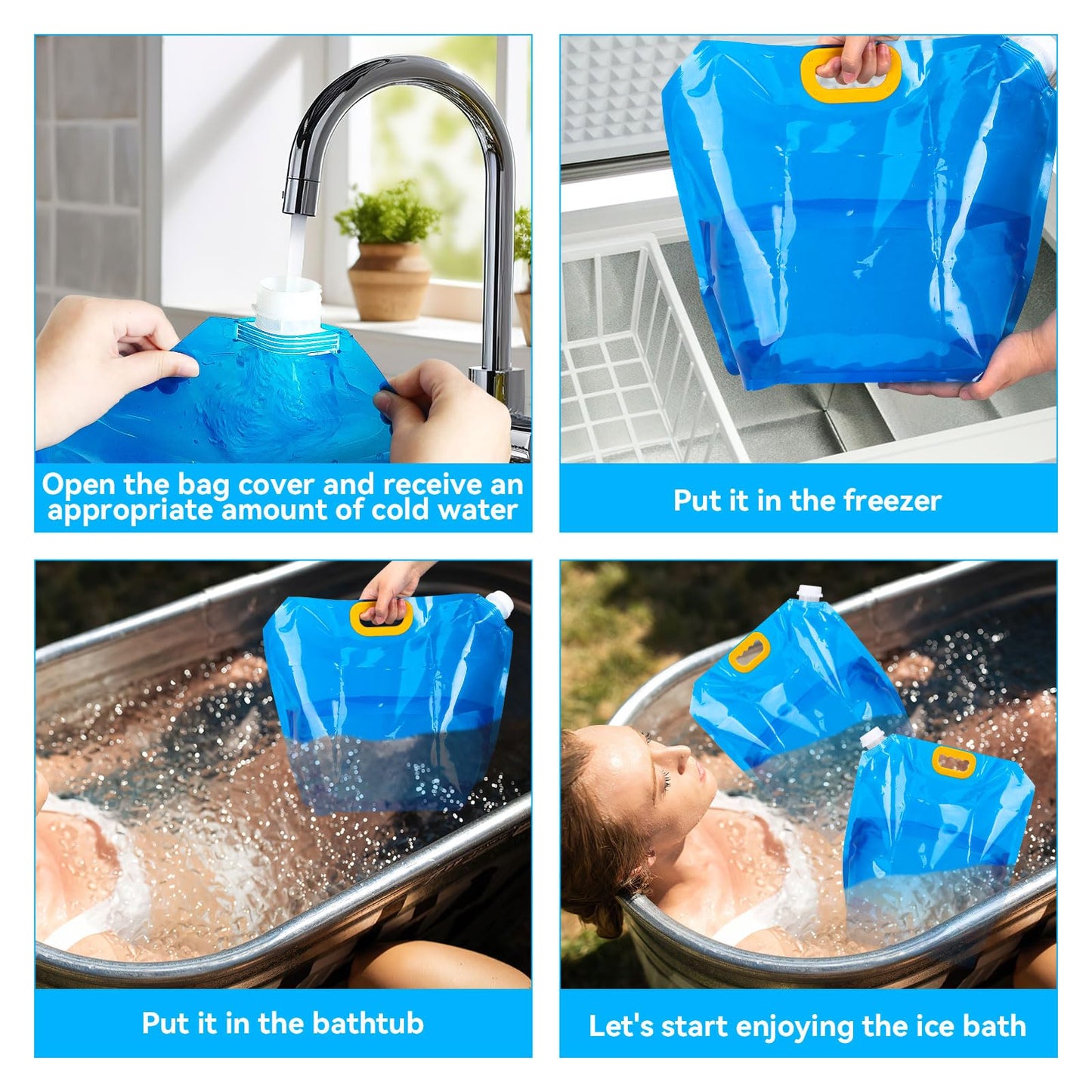 2-Pack Large Capacity Ice Bath Bags - 10L Portable Cold Plunge Accessories