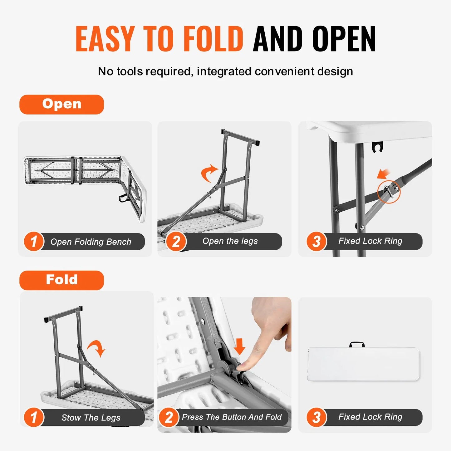 Portable 6FT Folding Bench for Outdoor Picnic and Camping