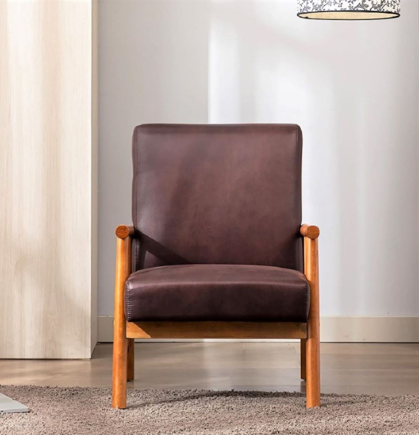 25 Wide Classic Mid-Century Modern Arm Chair, Dark Brown