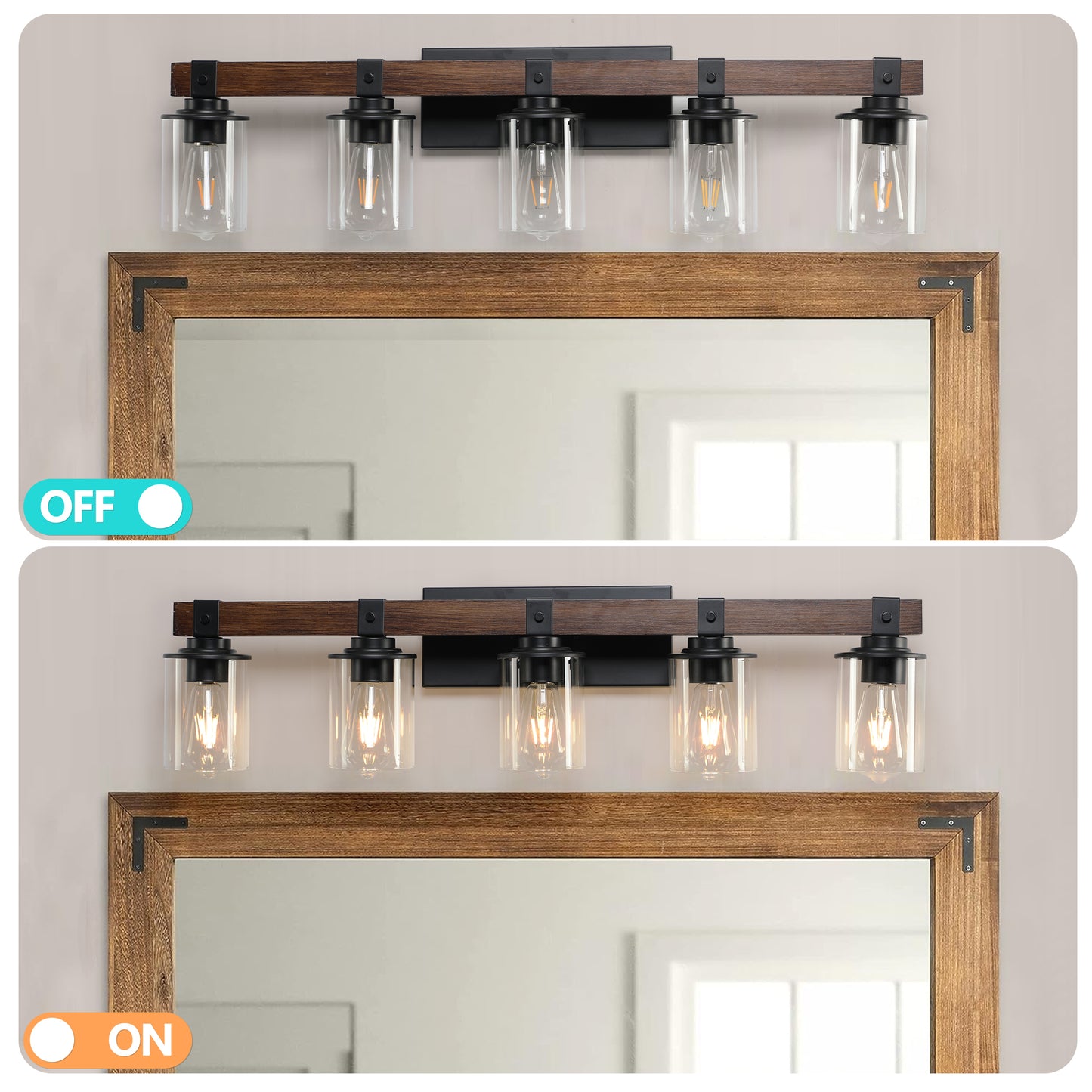 Rustic 5-Light Vanity Light Fixture - Industrial Bathroom Sconce